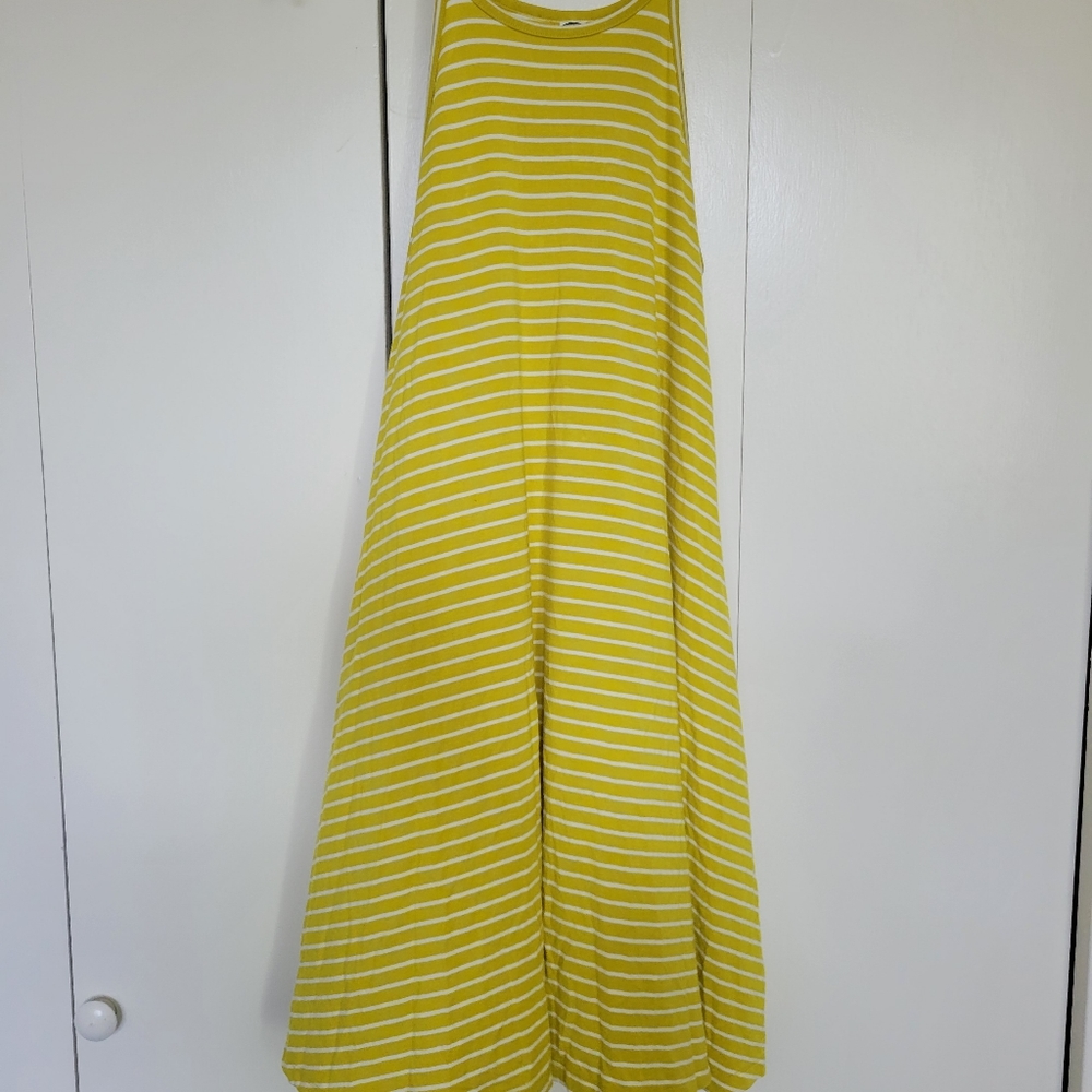 Old Navy Dress Medium Green Striped Sleeveless long Length Stretch Flowy